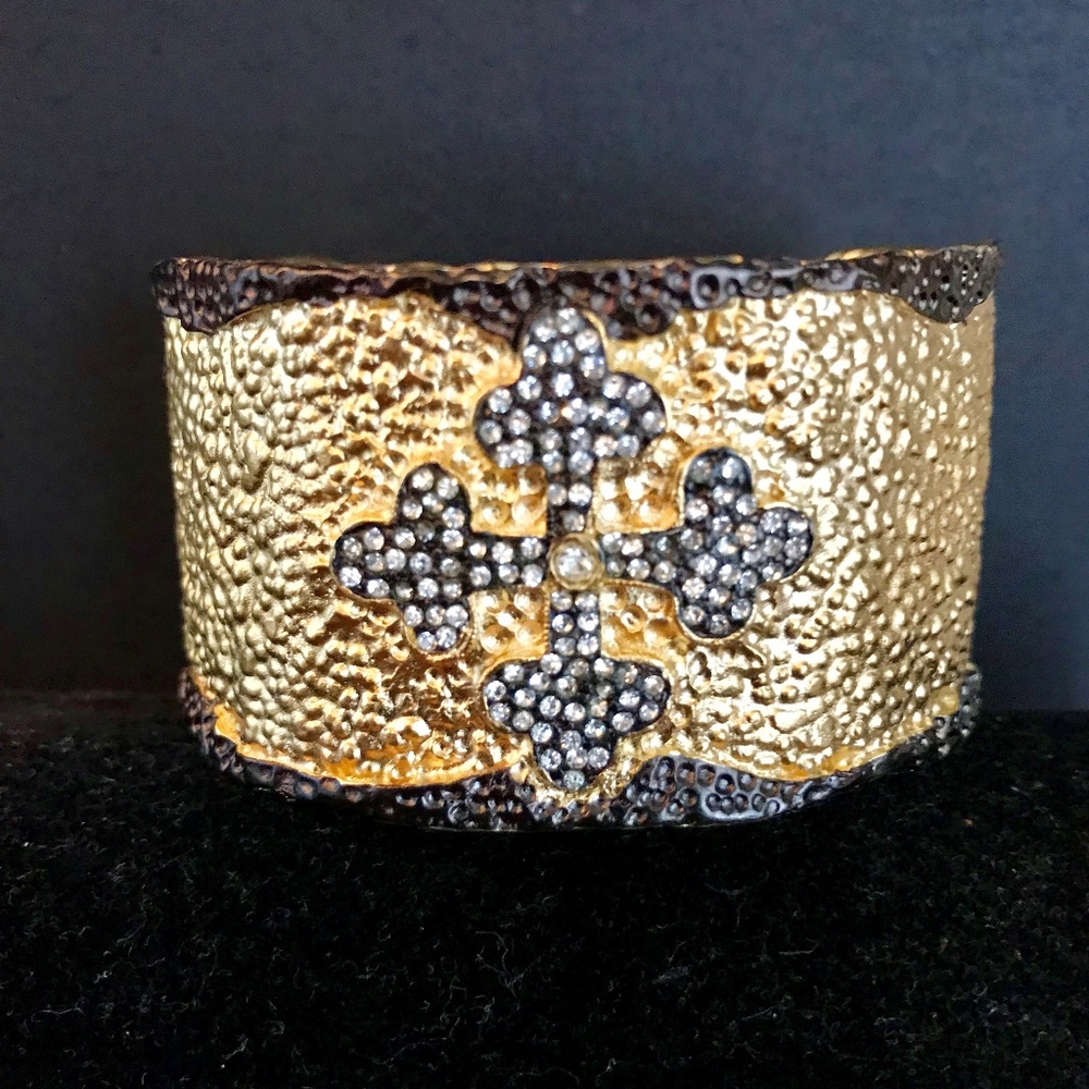 14KGold Plated Hammered Cuff Bracelet